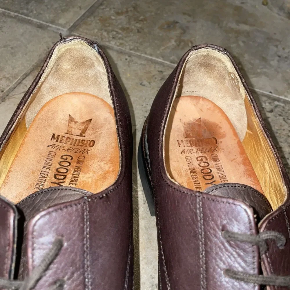Mephisto Melchior Brown Leather Cap Toe Oxford Dress Shoes Goodyear Welt Mens 10
